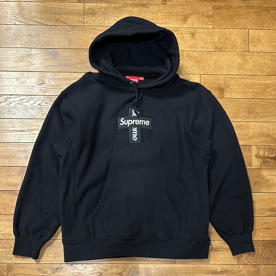 Supreme Cross Box Logo Hooded Sweatshirt "Black"