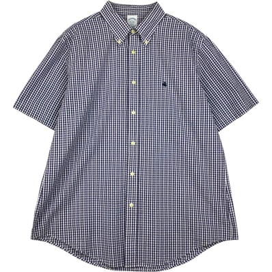 古着 ブルックスブラザーズ Brooks Brothers Est.1818 REGENT ギンガムチェック シアサッカー 半袖 ボタンダウン チェックシャツ メンズXL相当/eaa623293