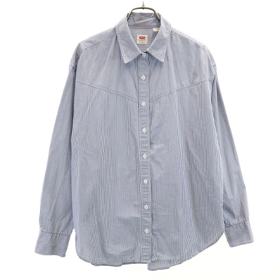 Levi's リーバイス ストライプ柄 長袖 シャツ S ブルー