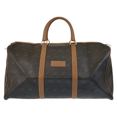 美品 Christian Dior クリスチャンディオール ヴィンテージ ハニカム柄 ブラウン ゴールド金具 PVC レザー/ ボストンバッグ ハンドバッグ 502117 【中古】