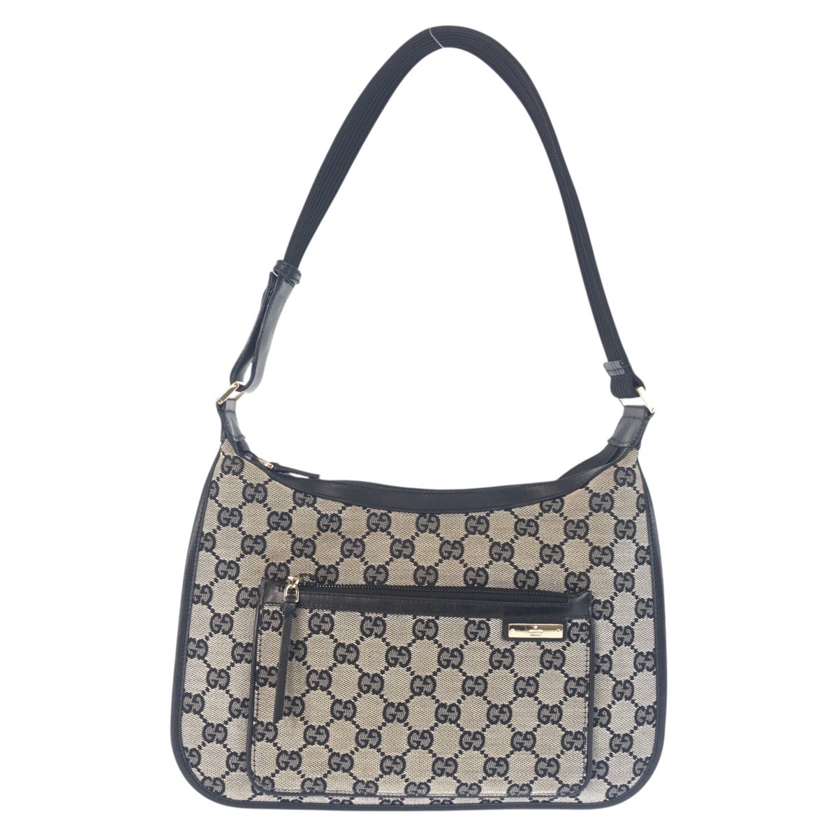 美品 GUCCI グッチ グレー ブラック シルバー金具 GGキャンバス レザー/ ショルダーバッグ 601314 【中古】