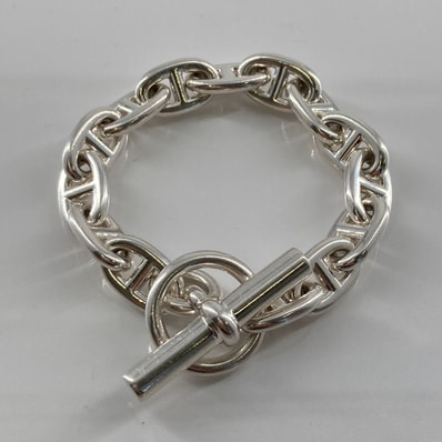 HERMES(エルメス) シェーヌダンクル MM 14コマ ブレスレット Ag925 53.8g シルバー