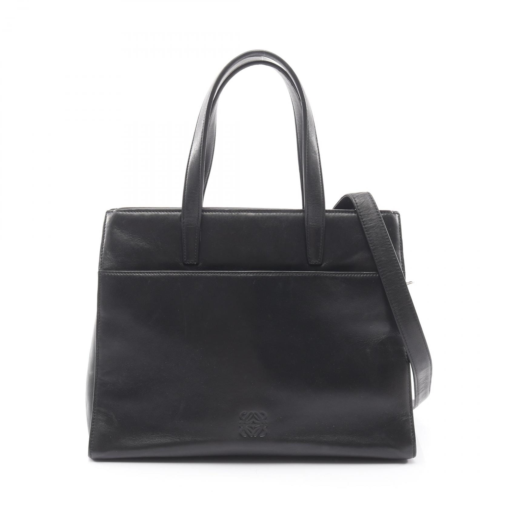 ロエベ LOEWE アナグラム 2WAY ハンドバッグ バッグ レザー レディース ブラック系 【中古】