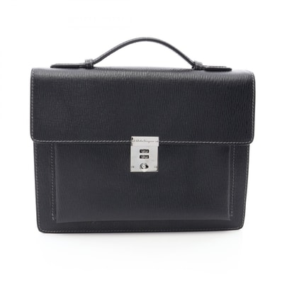 サルヴァトーレフェラガモ Salvatore Ferragamo セカンドバッグ ハンドバッグ バッグ レザー メンズ レディース ブラック系 【中古】