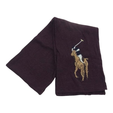 POLO RALPH LAUREN ポロ・ラルフローレン マフラー ビッグポニー プリント マフラー ワインレッド系【中古】