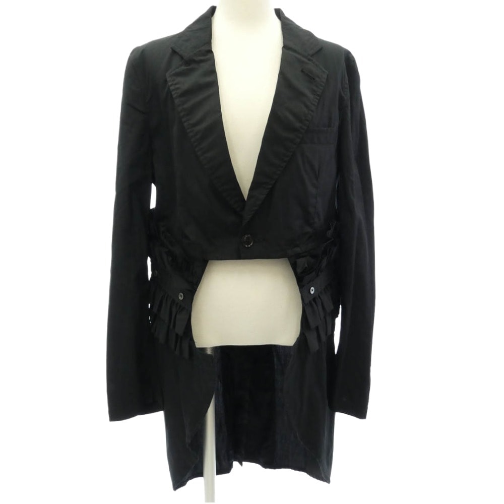 COMME des GARCONS HOMME PLUS コムデギャルソンオムプリュス ジャケット 20ss PE-J075 フリル切替 燕尾 ジャケット ブラック系 M【中古】