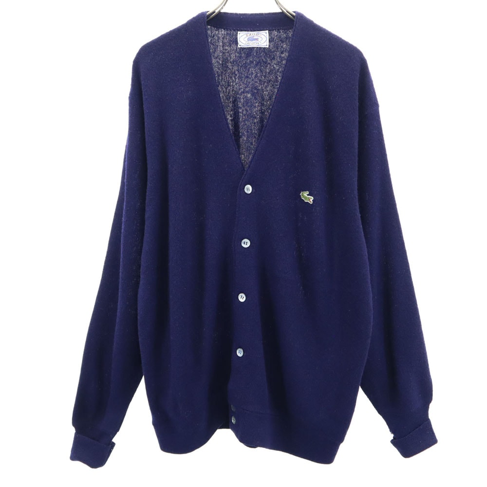 IZOD LACOSTE アイゾッドラコステ 70s 糸巻タグ ヴィンテージ 長袖 Vネック ニットカーディガン L ネイビー
