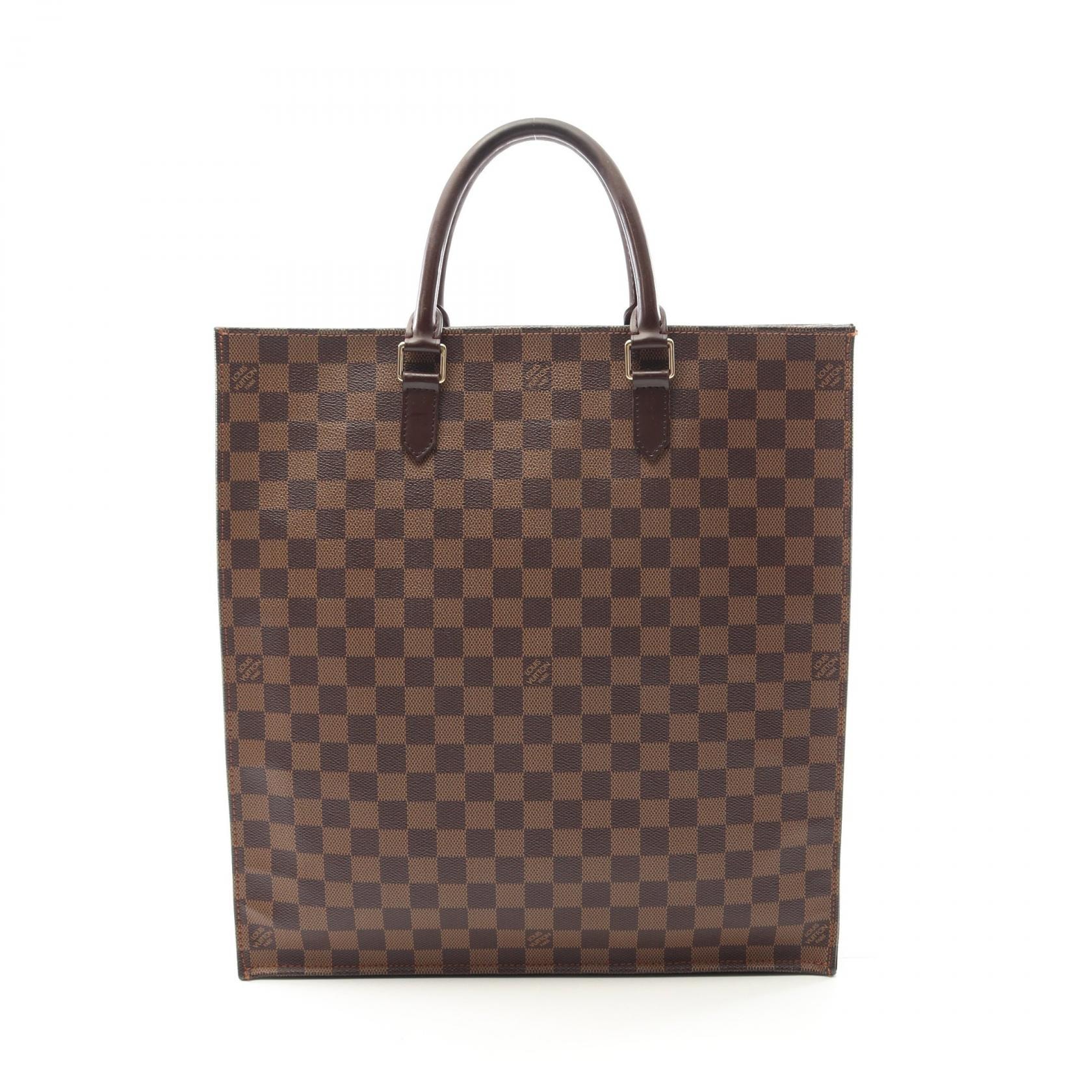 ルイ・ヴィトン LOUIS VUITTON サックプラ トートバッグ バッグ PVCコーティングキャンバス レザー ダミエ エベヌ レディース ブラウン系 N51140 【中古】