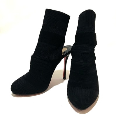 クリスチャンルブタン Christian Louboutin ソックスブーツ 3161050 トリコット ハイヒール ピンヒール ブーツ ファブリック ブラック