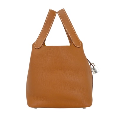 HERMES エルメス ハンドバッグ ピコタンロック 18 PM ゴールド トリヨンクレマンス シルバー金具 W刻印 新品同様【中古】