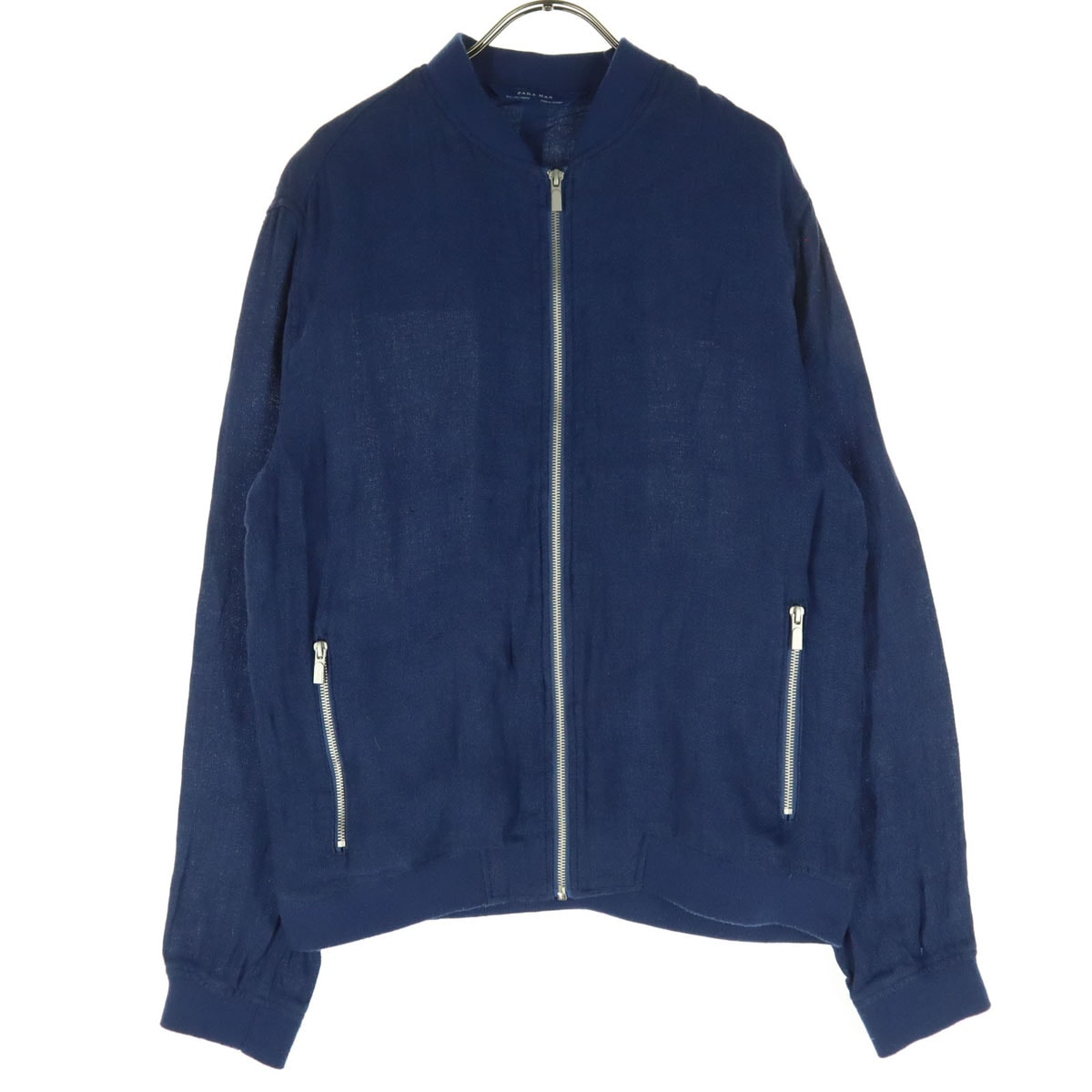 ZARA MAN ザラマン リネン 長袖 ジップジャケット L ブルー