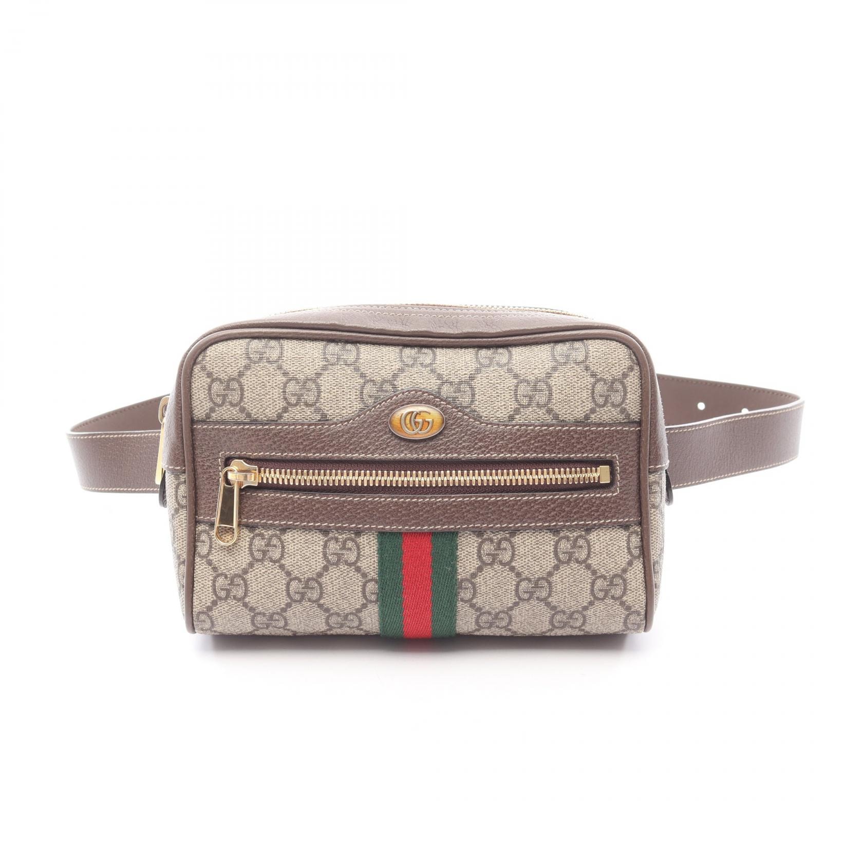 グッチ GUCCI オフィディア GGスプリーム スモールベルトバッグ シェリーライン ウエストバッグ バッグ PVCコーティングキャンバス レザー メンズ レディース ベージュ系 / マルチカラー 517076 【中古】