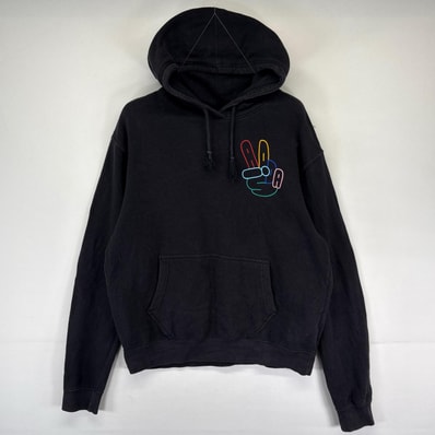 古着 アディダス adidas パーカー プルオーバー プリント スウェット ブラック系 メンズ