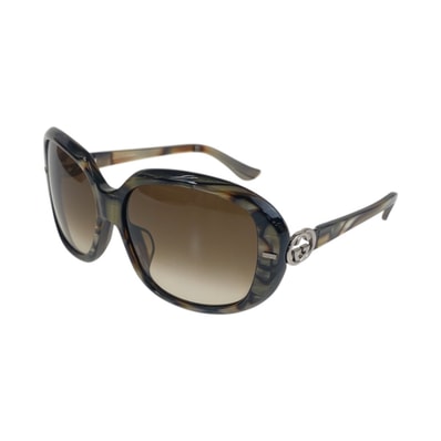 GUCCI グッチ インターロッキング マーブル シルバー ブラウン プラスチック サングラス ウェリントン 506757 【中古】