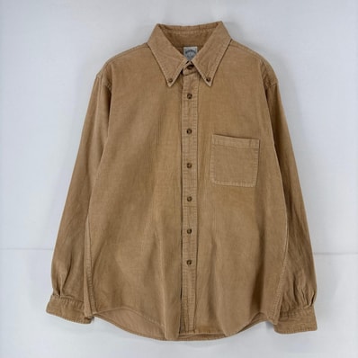 古着 ブルックスブラザーズ Brooks Brothers コーデュロイ 長袖シャツ 1818 ボタンダウン 胸ポケット L ベージュ 無地 メンズ