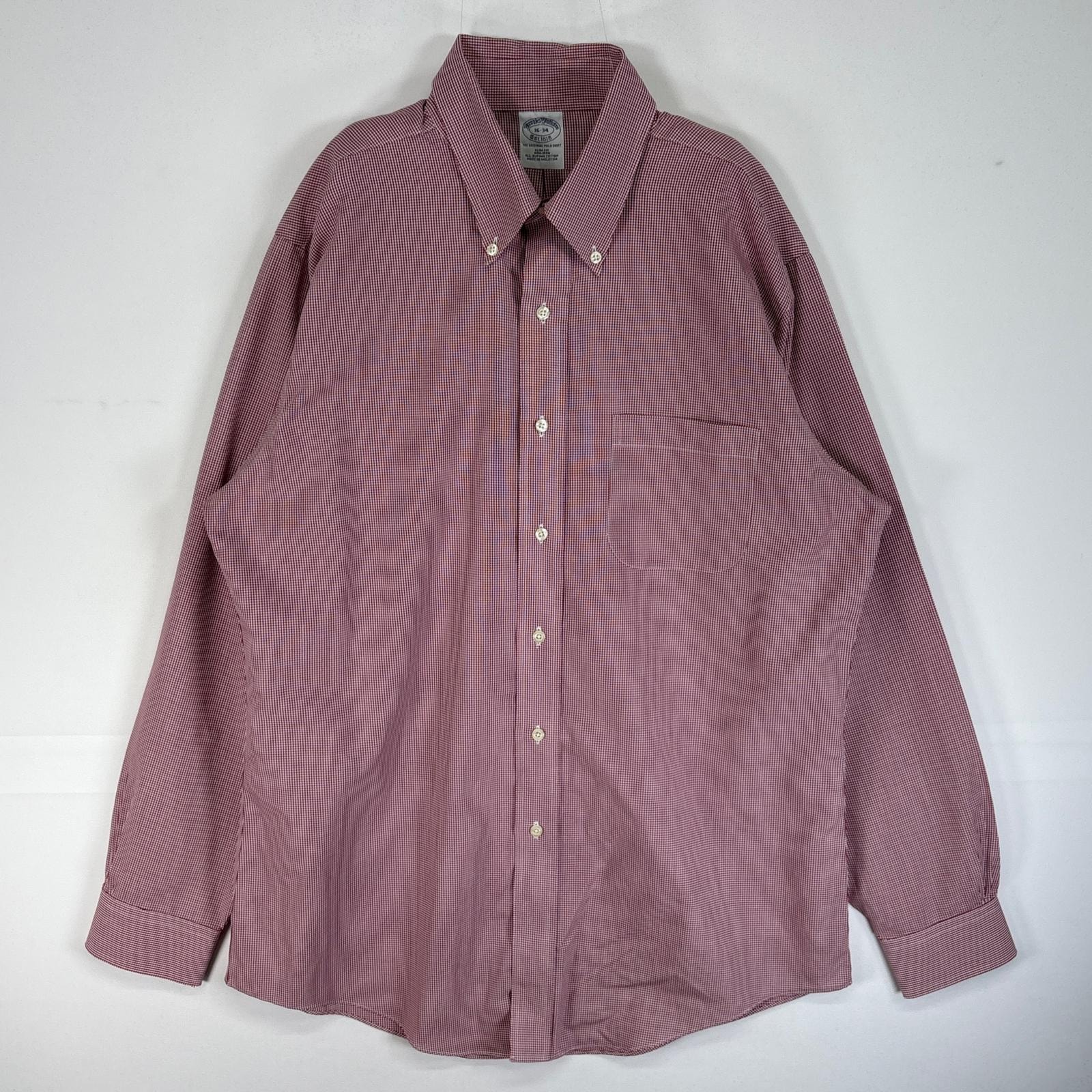 古着 ブルックスブラザーズ Brooks Brothers 長袖シャツ 胸ポケ NON-IRON ボタンダウン L  レッド系 チェック メンズ