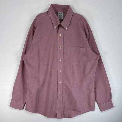 古着 ブルックスブラザーズ Brooks Brothers 長袖シャツ 胸ポケ NON-IRON ボタンダウン L レッド系 チェック メンズ