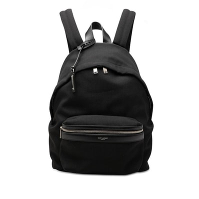 サンローラン シティ リュック バックパック PLB650617 ブラック キャンバス レザー レディース SAINT LAURENT 【中古】