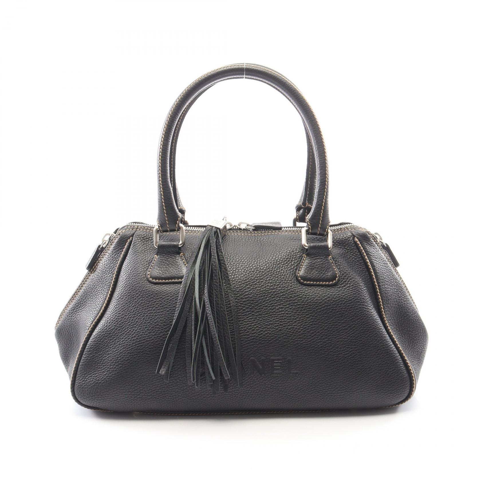 シャネル CHANEL ロゴ フリンジ トートバッグ バッグ レザー レディース ブラック系 【中古】