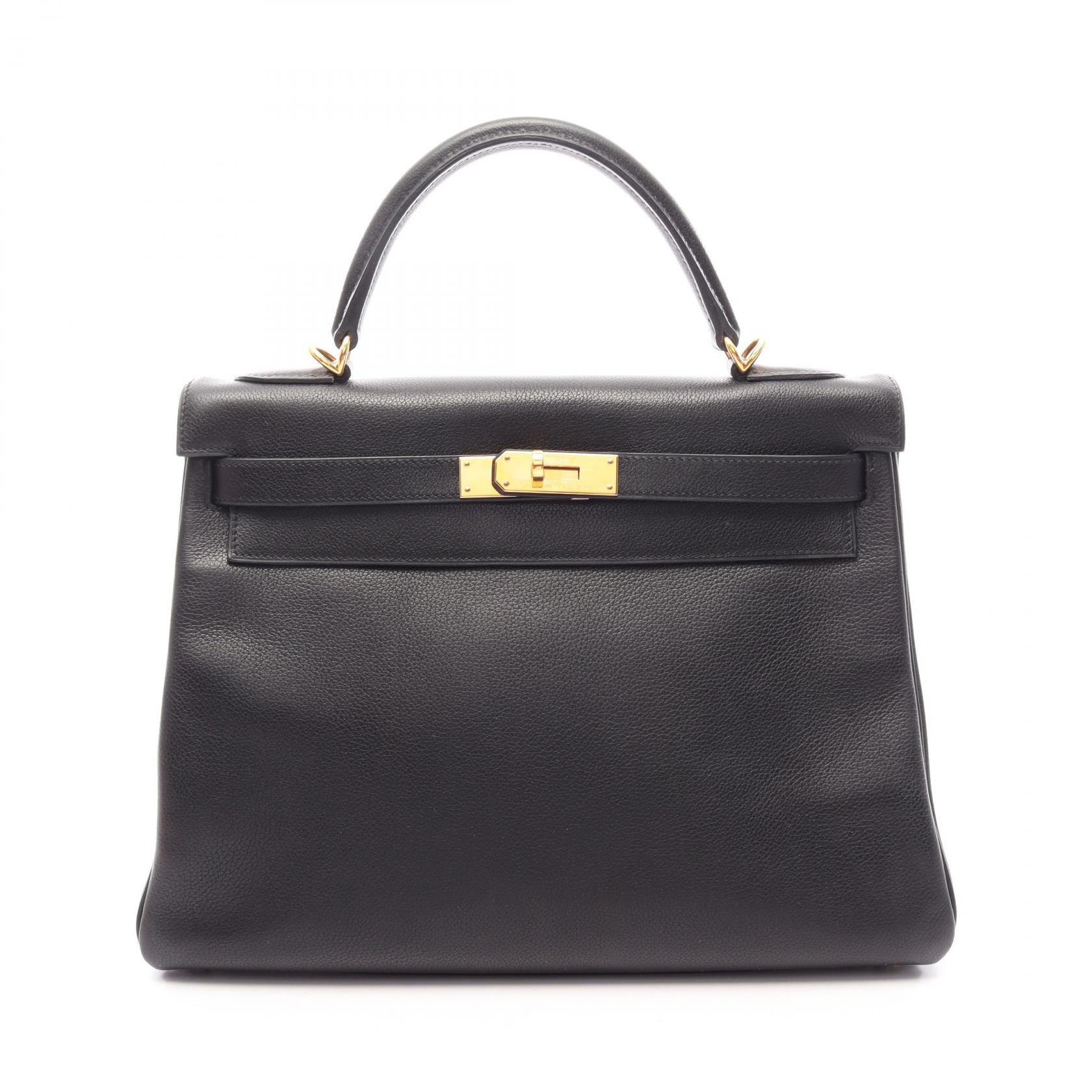 エルメス HERMES ケリー32 内縫い 2WAY ハンドバッグ バッグ レザー エバーグレイン □J刻印(2006年製造) レディース ブラック系 【中古】