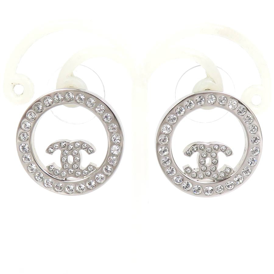 シャネル CHANEL ピアス ココマーク メタル/ラインストーン シルバー レディース【中古】 e62354i