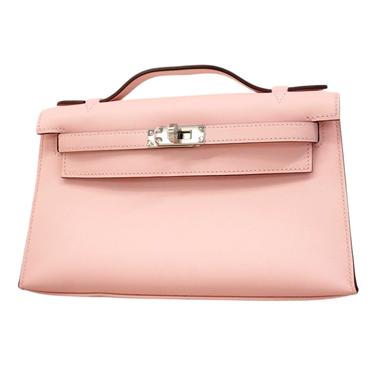 【6dd4850-g】エルメス ハンドバッグ ポシェットケリー スイフト ローズサクラ シルバー金具 W刻印【中古】レディース