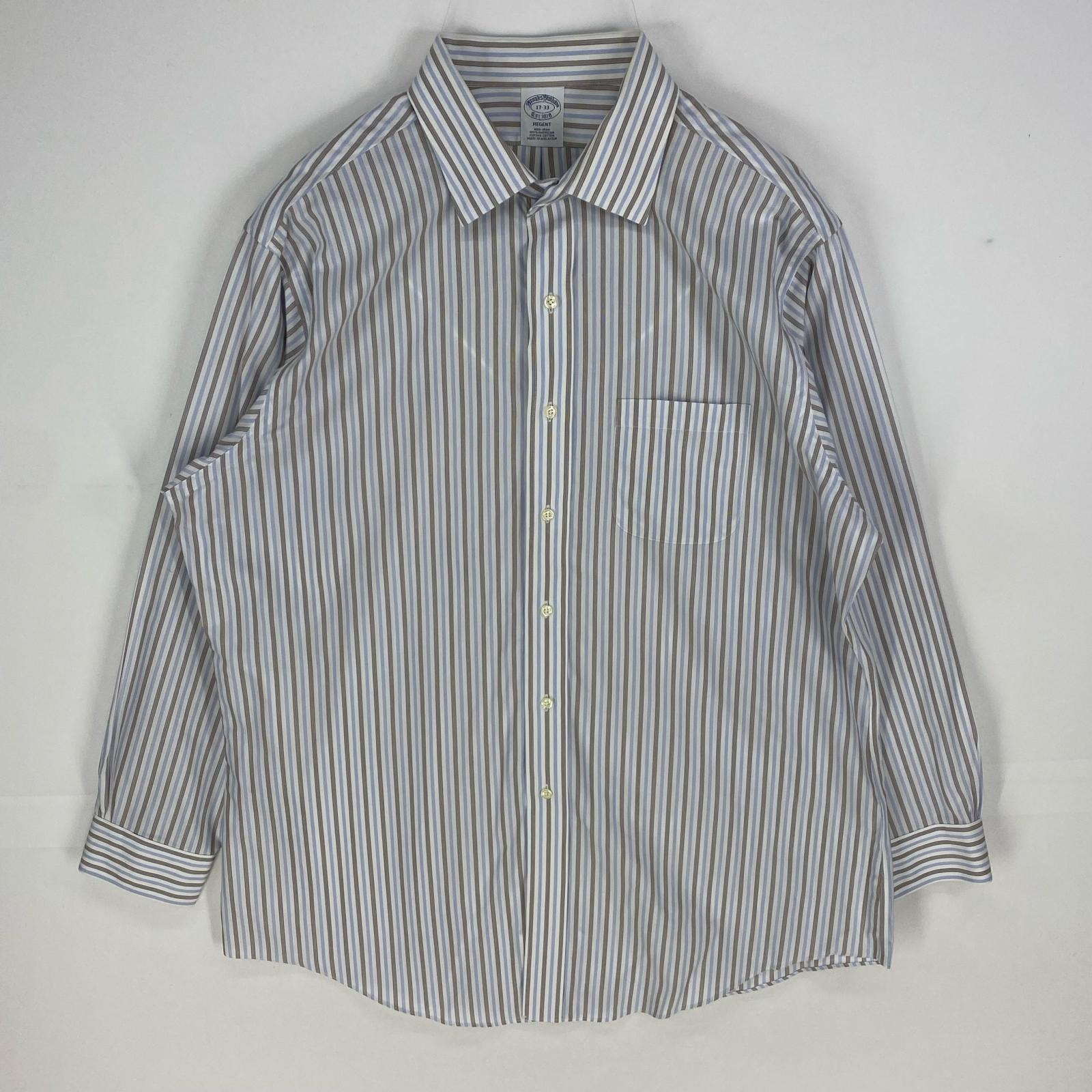 古着 ブルックスブラザーズ Brooks Brothers 長袖シャツ REGENT 1818 ロングスリーブ 17  ホワイト系 ストライプ メンズ