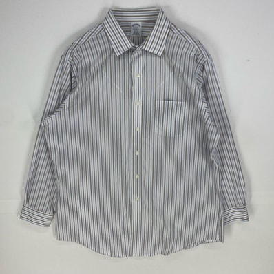 古着 ブルックスブラザーズ Brooks Brothers 長袖シャツ REGENT 1818 ロングスリーブ 17 ホワイト系 ストライプ メンズ