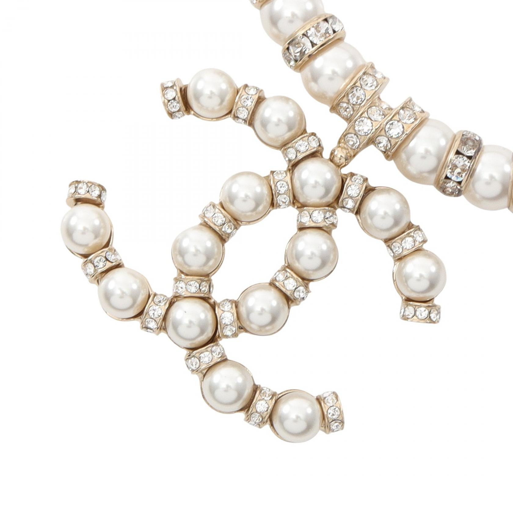 シャネル CHANEL ココマーク ネックレス ジュエリー GP(ゴールドメッキ) フェイクパール / ラインストーン レディース ゴールド系 / ホワイト系 / クリア系 【中古】