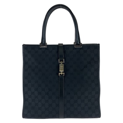 美品 GUCCI グッチ ジャッキー ブラック 黒 シルバー金具 GGキャンバス レザー/ トートバッグ ハンドバッグ 506690 【中古】