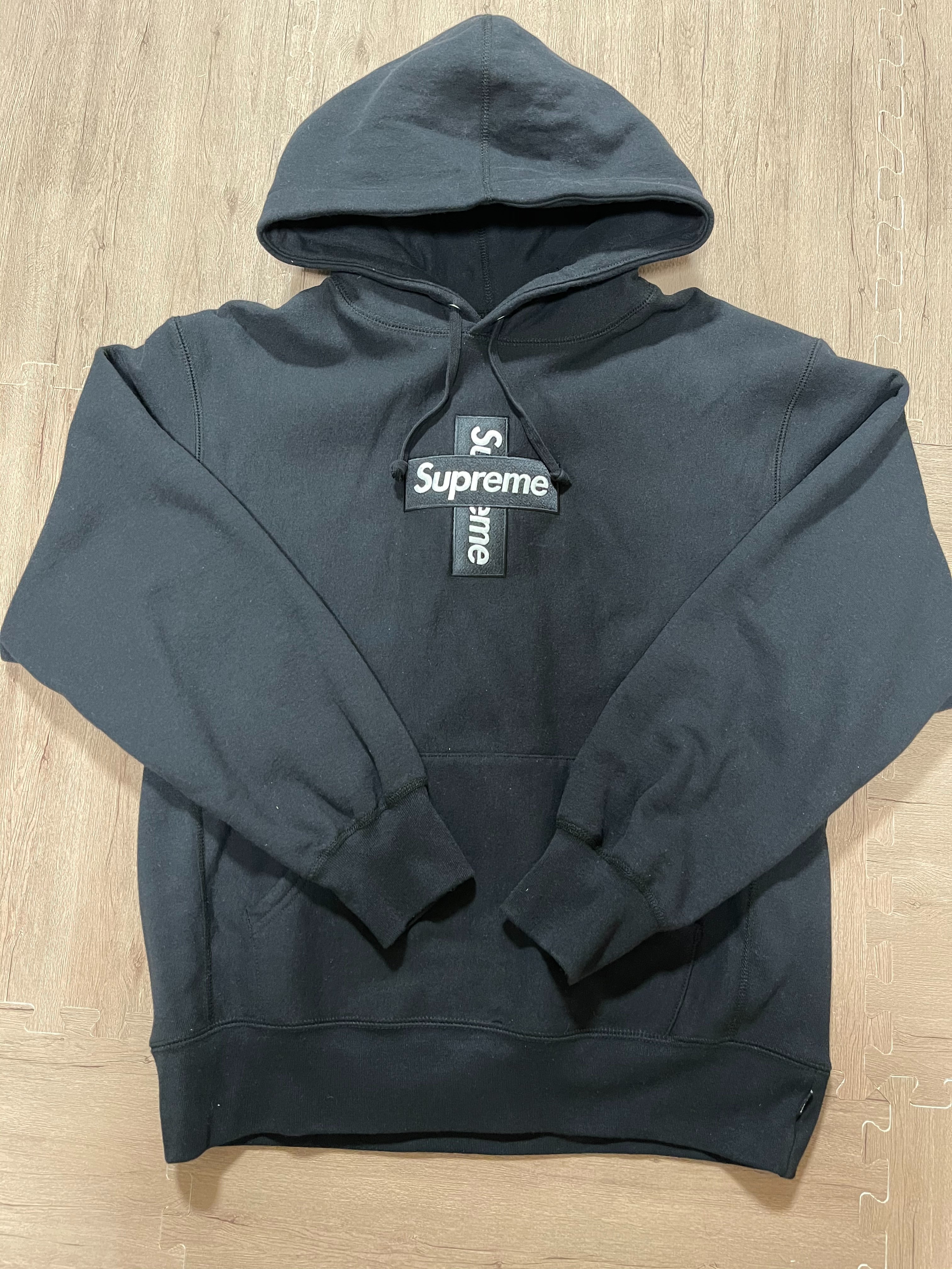 Supreme Cross Box Logo Hooded Sweatshirt "Black"