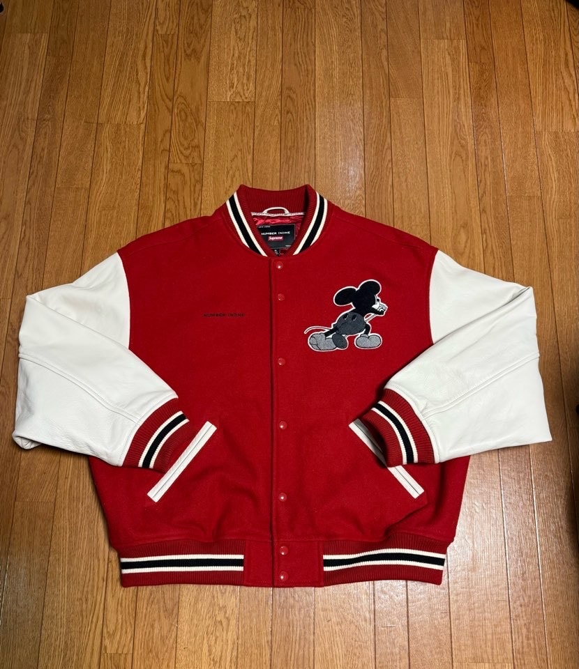 Supreme x Number (N)ine x Mickey Mouse Varsity Jacket "Red"