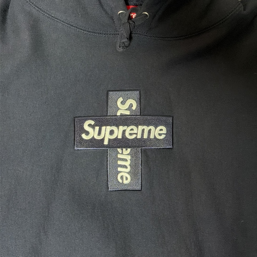 Supreme Cross Box Logo Hooded Sweatshirt "Navy"