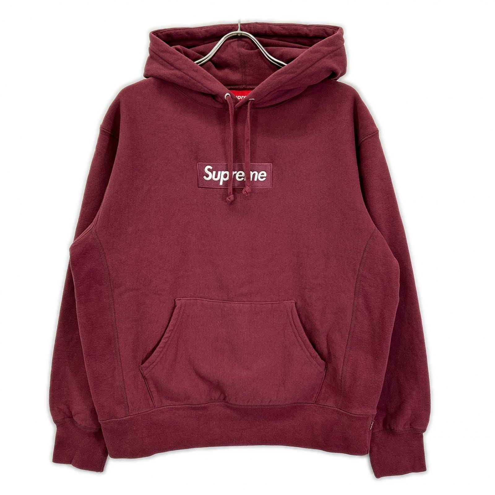 シュプリーム 21FW ボルドー Box Logo Hooded Sweatshirt Plum パーカー S