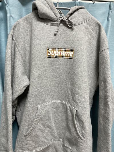 Supreme / Burberry Box Logo Hooded Sweatshirt "Heather Grey"
