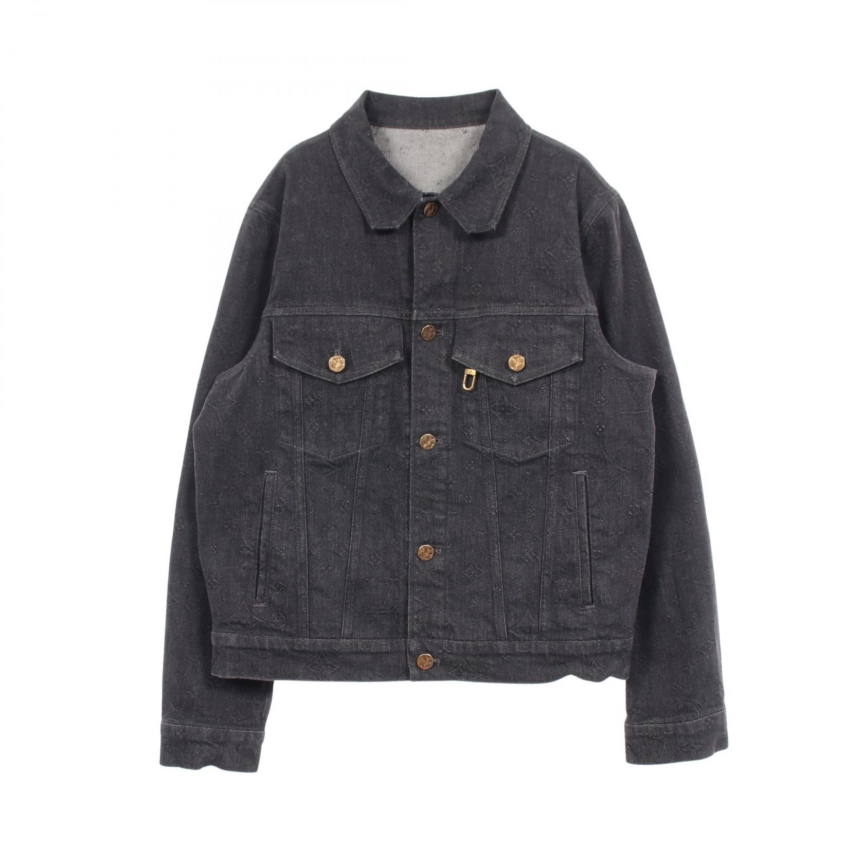 ルイ・ヴィトン LOUIS VUITTON ステープルライン シャドーモノグラム デニムジャケット 衣料品 アウター コットン メンズ ブラック系 【中古】