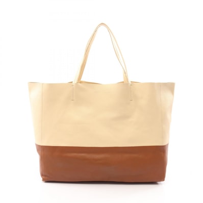 セリーヌ CELINE ホリゾンタルカバ トートバッグ バッグ レザー レディース アイボリー系 / ブラウン系 169263 【中古】