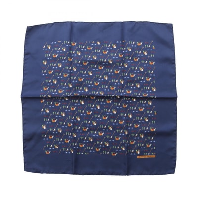 エルメス HERMES プチカレ カレ45 スカーフ 衣料品 シルク シルク レディース ネイビー系 / マルチカラー 【中古】