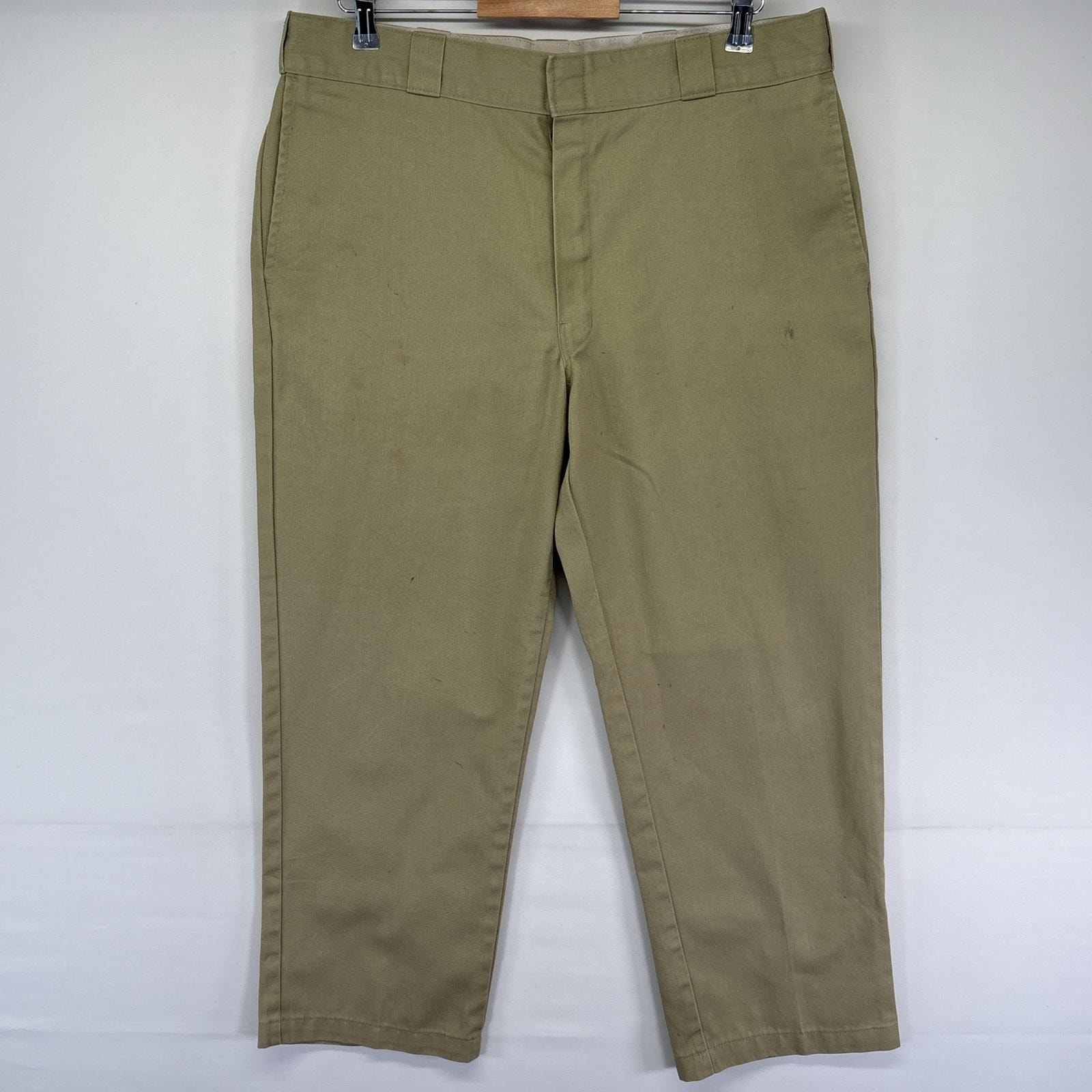古着 ディッキーズ Dickies ワークパンツ 874 チノパン ジッパーフライ 作業着 センタープレス w38 L29 ベージュ メンズ