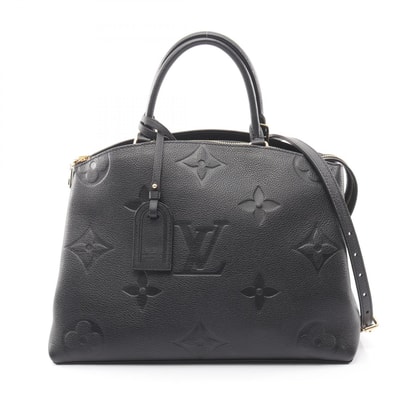 ルイ・ヴィトン LOUIS VUITTON グラン パレMM ハンドバッグ バッグ レザー モノグラム・アンプラント レディース ブラック系 M45811 【中古】