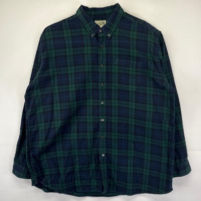 古着 エルエルビーン L.L.Bean 長袖シャツ 大きいサイズ ブラックウォッチ チェック柄 アウトドア ボタンダウン 2XL ネイビー メンズ