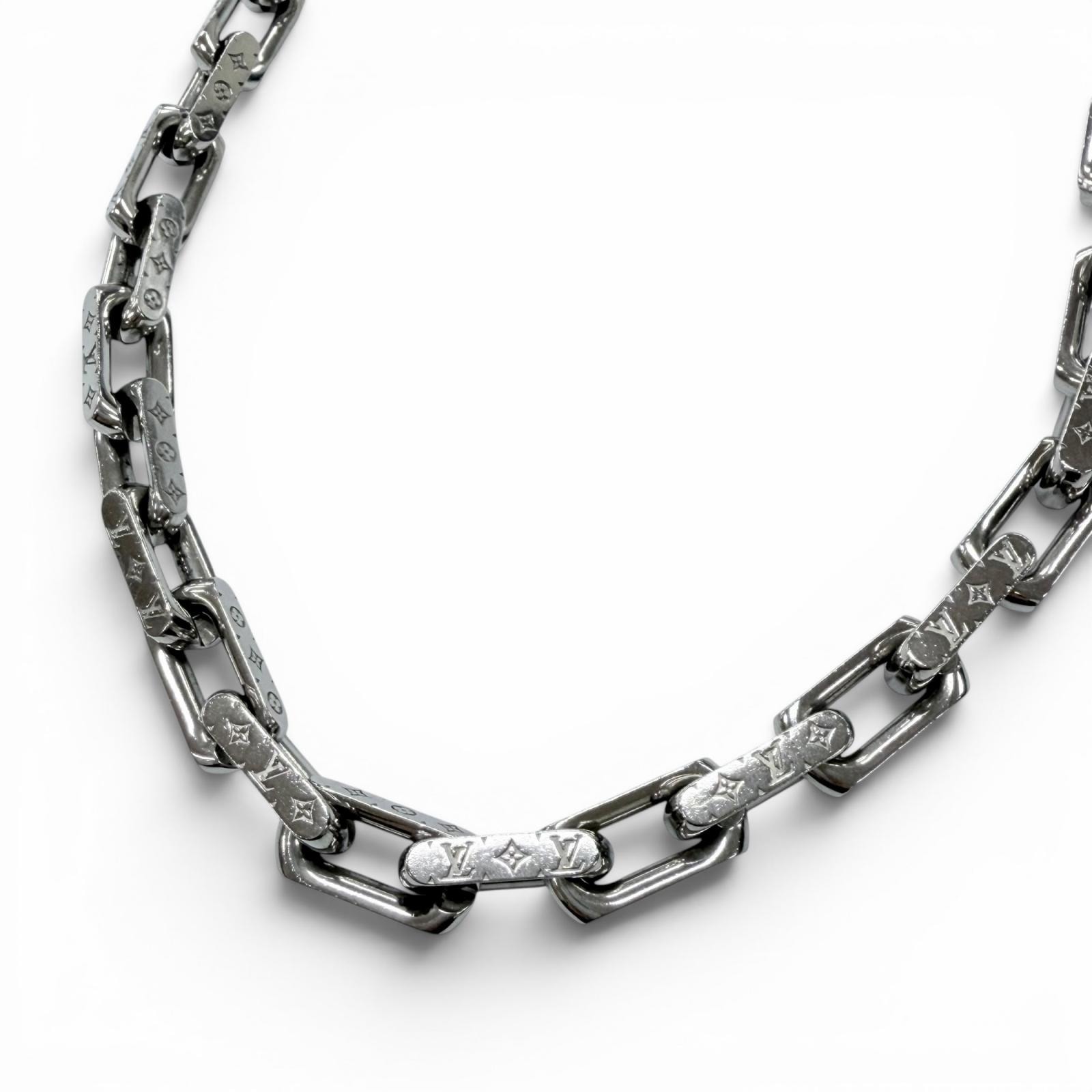 Louis Vuitton Monogram Chain Necklace "Silver"