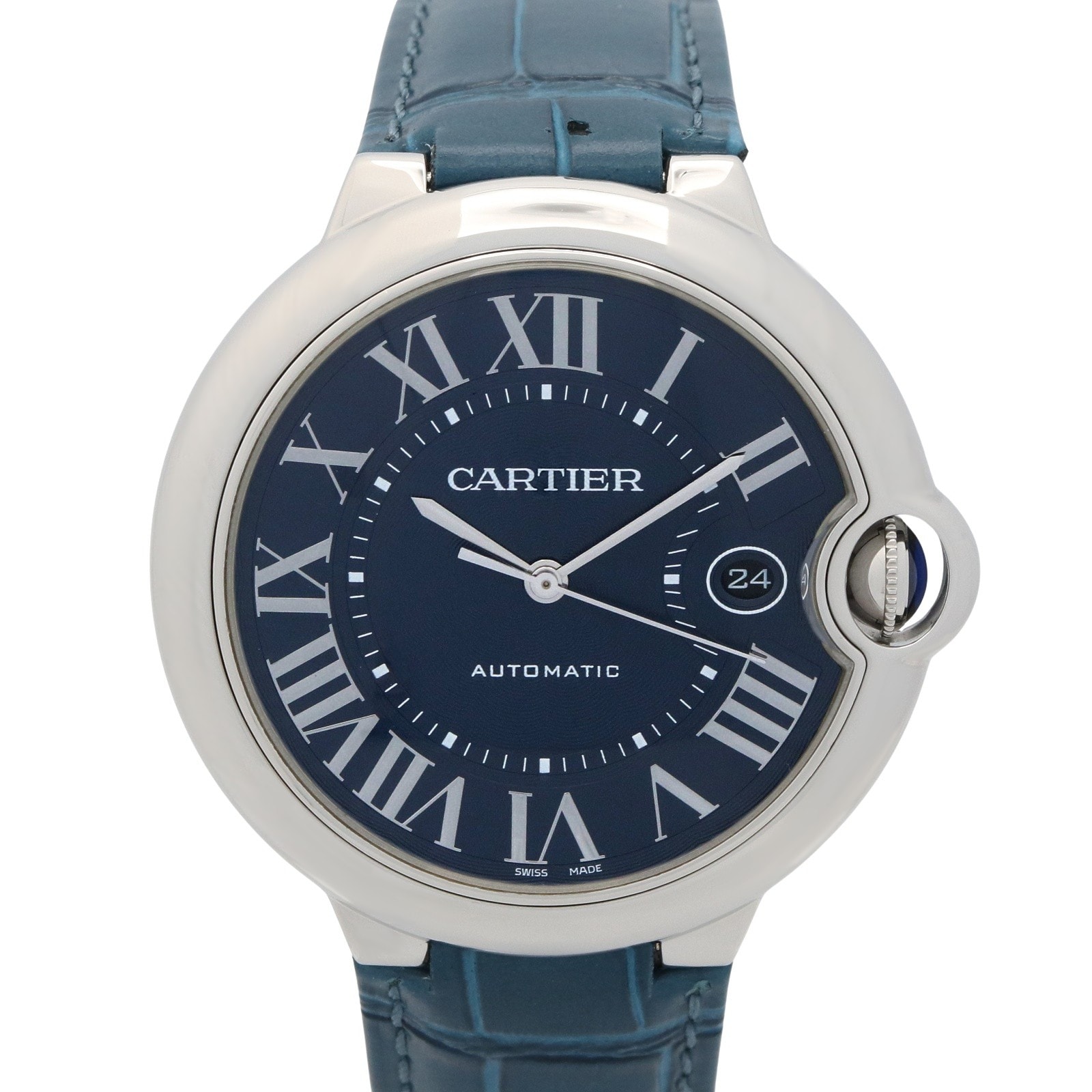 カルティエ CARTIER バロンブルー 腕時計 時計 ステンレススチール 革 メンズ ブルー系 WSBB0025 【中古】