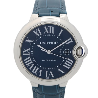 カルティエ CARTIER バロンブルー 腕時計 時計 ステンレススチール 革 メンズ ブルー系 WSBB0025 【中古】