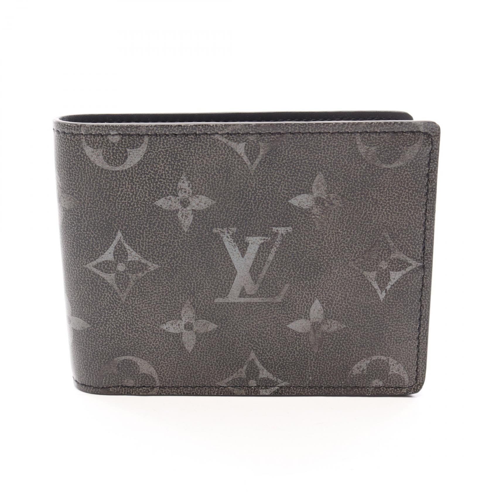 ルイ・ヴィトン LOUIS VUITTON ポルトフォイユ スレンダー ブラッシュドモノグラム 二つ折り財布 財布 レザー メンズ ブラック系 M11708 【中古】