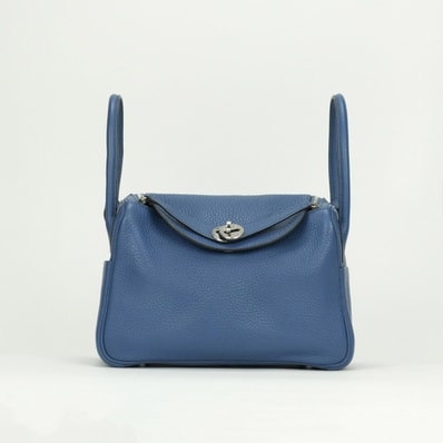 エルメス HERMES リンディ26 リンディ 26 ヴェルソ バッグ トートバッグ ショルダーバッグ トリヨンクレマンス ブルーアガット Blueagate グリムエット Grismouette ブルー Blue グレー gray 青