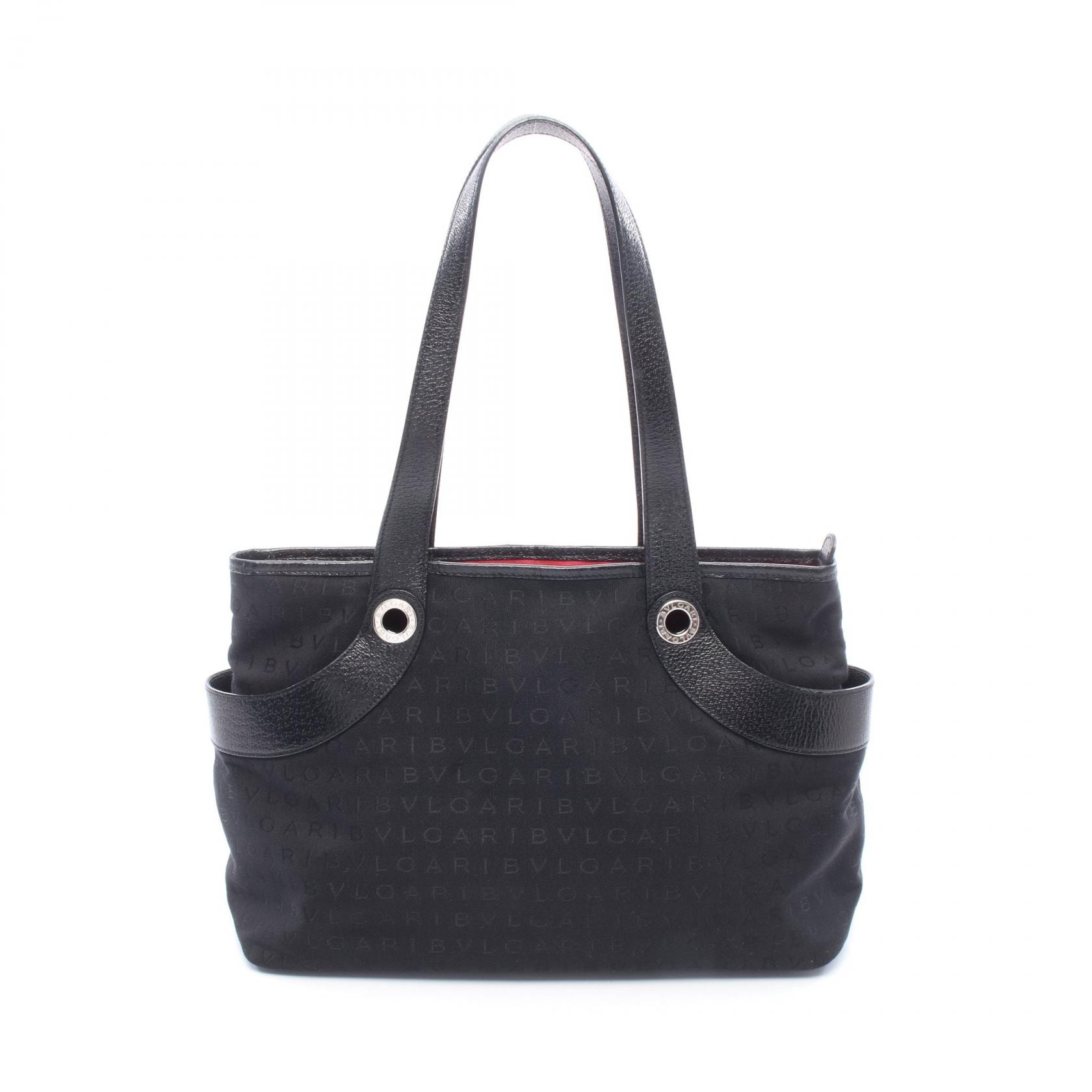 ブルガリ BVLGARI ロゴマニア トートバッグ バッグ キャンバス レザー レディース ブラック系 【中古】