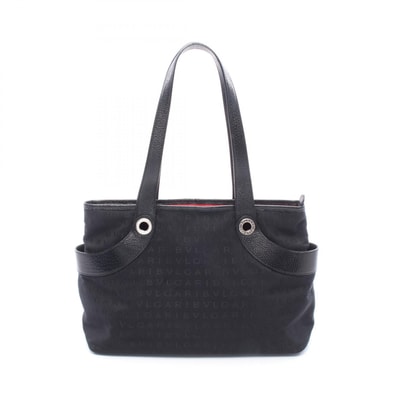 ブルガリ BVLGARI ロゴマニア トートバッグ バッグ キャンバス レザー レディース ブラック系 【中古】