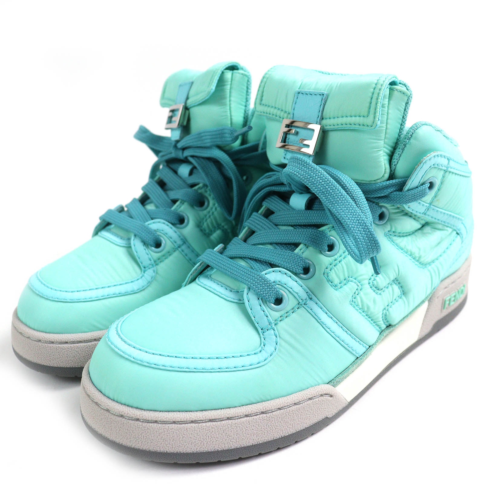 未使用品 フェンディ ハイカットスニーカー ライトブルー レディース 36 8E8380