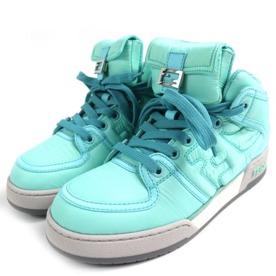 未使用品 フェンディ ハイカットスニーカー ライトブルー レディース 36 8E8380